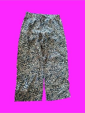 Gap Pants Women’s Leopard Print Pull On Wide Leg Linen Blend Size S Petite !!